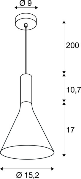 Lalu® set, suspension, base e27, cone 15, long. 200 cm, source e27 incluse, noir - SLV - 1010785