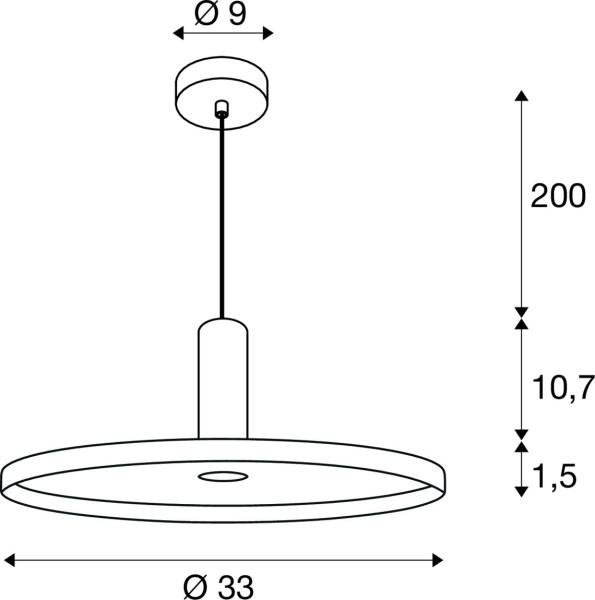 Lalu® set, suspension, base e27, plate 33, long. 200 cm, source e27 incl., noir - SLV - 1010788