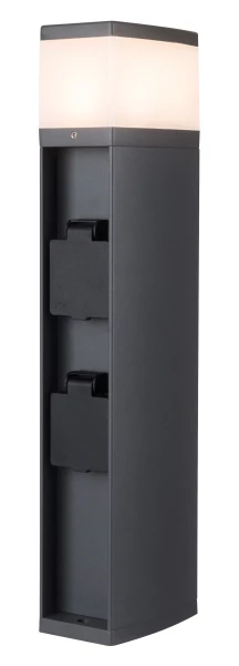 Borne 2 prises 16a pour jardin ip44 ik07 avec douille g9 35w max, anthracite - Aric - 51599