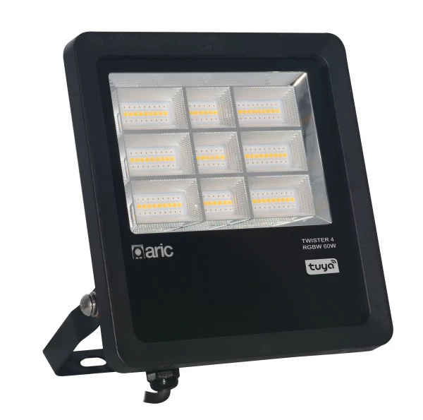 Projecteur twister 4 tuya led 60w rgb + blanc 4000k 7000lm 50000h corps alu noir - Aric - 51733