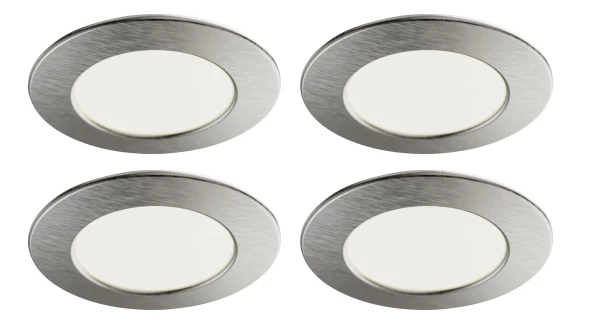 Kit meubled 230v - encastrés ip20 ronds fixes alu, led 9w cct 3-4-5000k 4x180lm - Aric - 51851