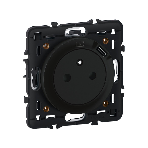 Combi 2p+t fb surface usb c 1,5a 7,5w noir format dépôt - céliane - Legrand - CFN0140