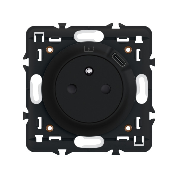 Combi 2p+t fb surface usb c 1,5a 7,5w noir format dépôt - céliane - Legrand - CFN0140