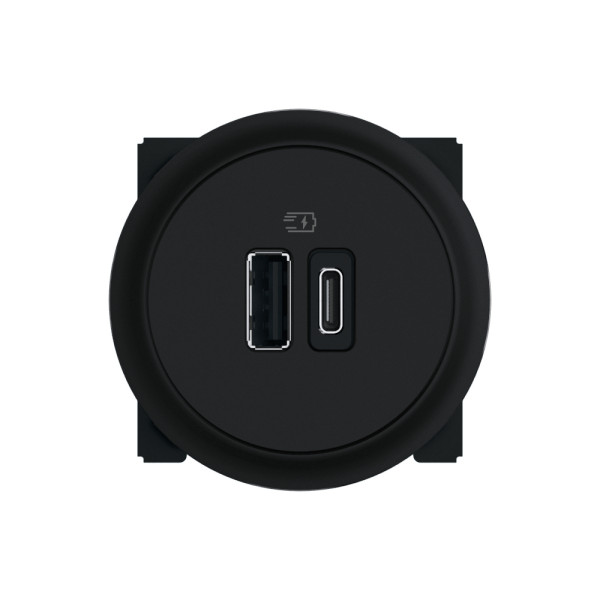 Chargeur 2 usb a+c 20w pd bornes à vis noir format dépôt - céliane - Legrand - CFN0155
