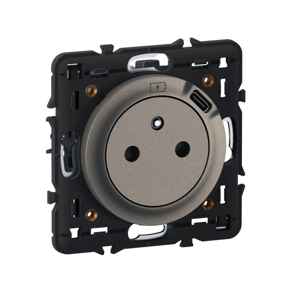 Prise 2p+t fb surface usb c 1,5a 7,5w titanium format dépôt - céliane - Legrand - CFT0140