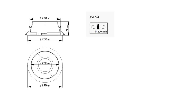 Greenspace encastré compact, diam 200m, on/off, reflecteur brillant, noir - Philips - 839038