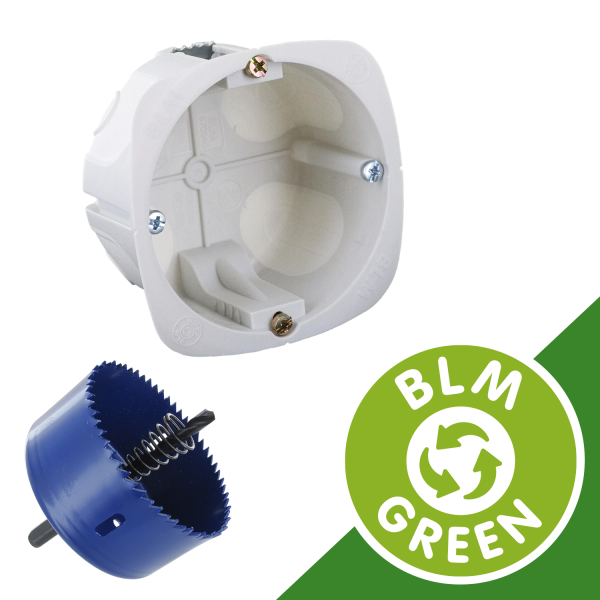 Lot de 500 boîtes no air eco recyclé 1 poste d67mm profondeur 40+scie cloche - BLM - 675040