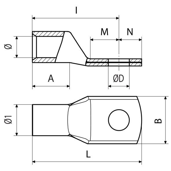 Cosse tubulaire série hr 6 mm² - diamètre 4 mm² - Cembre - HR6-4N