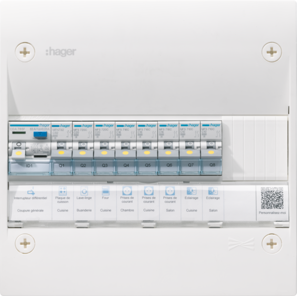 Tableau électrique gamma+ 13, pré-équipé 1 rangées, 13 m, quickfix - Hager - GDM113A