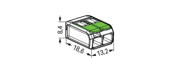 Borne de raccordement Wago 221 Green 2x4mm² à leviers - Wago - 221422