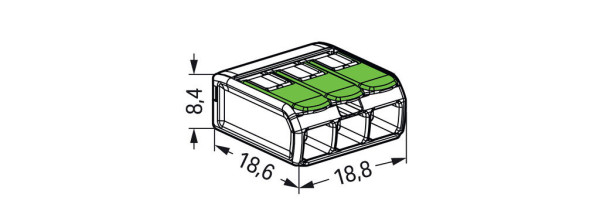 Borne de raccordement Wago 221 Green 3x4mm² à leviers - Wago - 221423