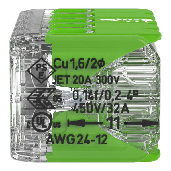 Borne de raccordement Wago 221 Green 10x4mm² à leviers - Wago - 221430