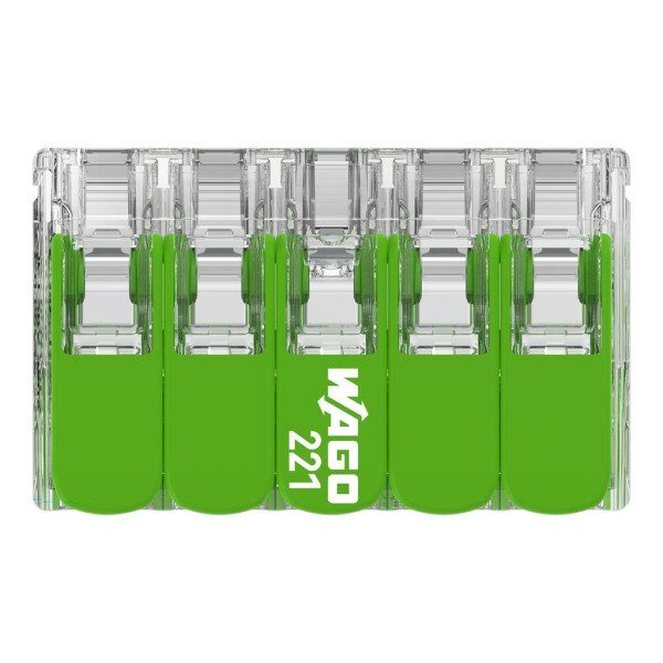 Borne de raccordement Wago 221 Green 10x4mm² à leviers - Wago - 221430