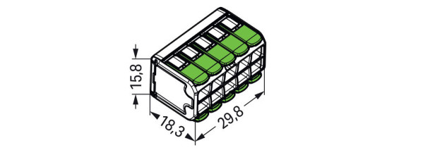 Borne de raccordement Wago 221 Green 10x4mm² à leviers - Wago - 221430