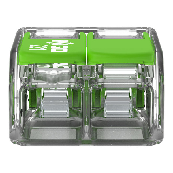 Borne de raccordement Wago 221 Green 2x6mm² à leviers (Blister de 10 bornes) - Wago - 221622/995010