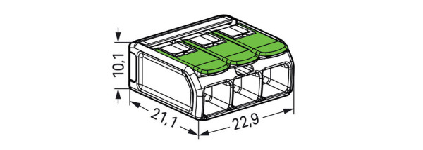 Borne de raccordement Wago 221 Green 2x6mm² à leviers (blister de 8 bornes) - Wago - 221623/995008